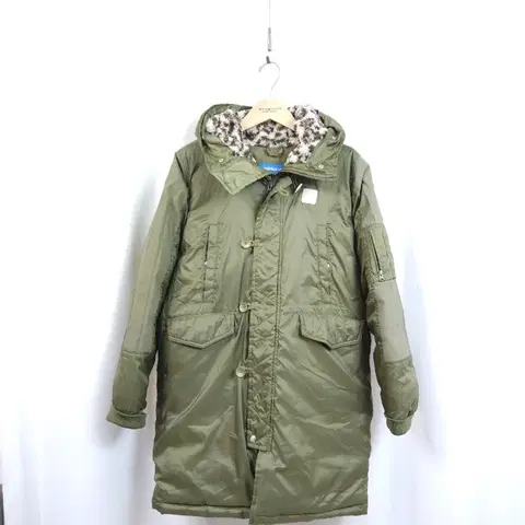 아디다스 카키색 후드 롱 패딩 다운 점퍼