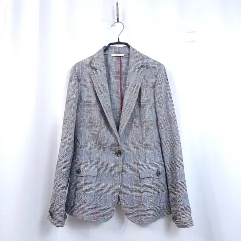 BCBG 체크무늬 린넨 자켓 S