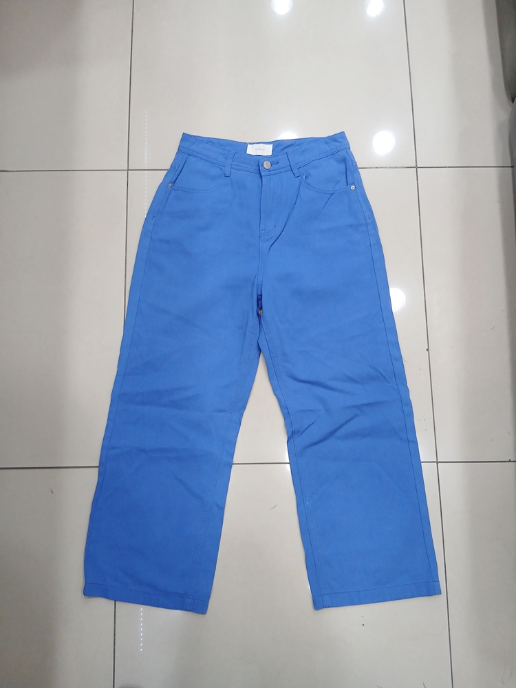 PIGMENT M 파랑색 면바지 와이드 루즈핏 중고 엉덩이미세흰색오염