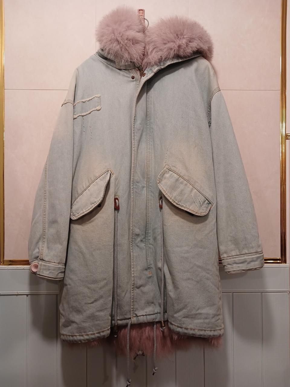 라삐아프 정품 여성 야상 천연모피 (너구리+여우) 자켓 S 사이즈