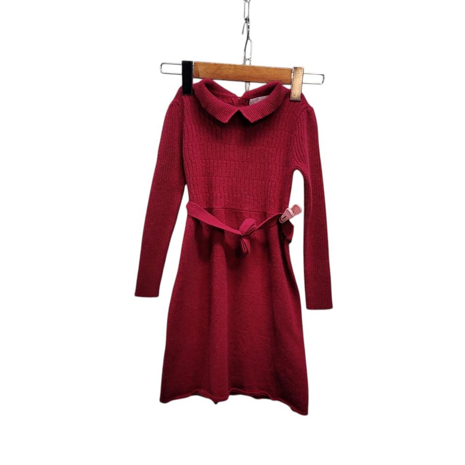 버버리 정품 캐시미어100퍼 레드와인컬러 6세 원피스