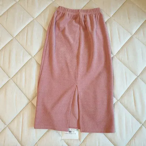 코듀로이 핑크 H라인 롱 스커트