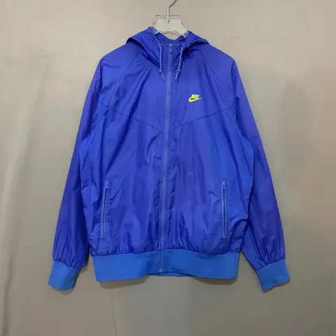 L 나이키 블루 윈드러너 바람막이 후드 자켓