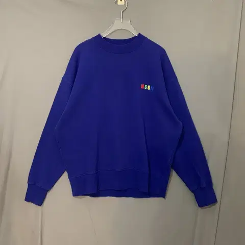 L MSGM 로고 자수 오버핏 맨투맨