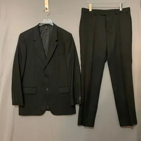 XL 32인치 커스텀멜로우 울 블랙 투피스 정장 슈트 셋업 세트