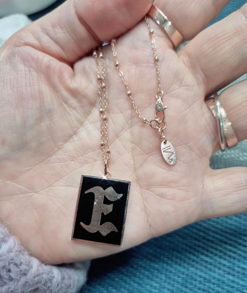 14k 로즈골드 이니셜 E 양면 목걸이(1.78돈)