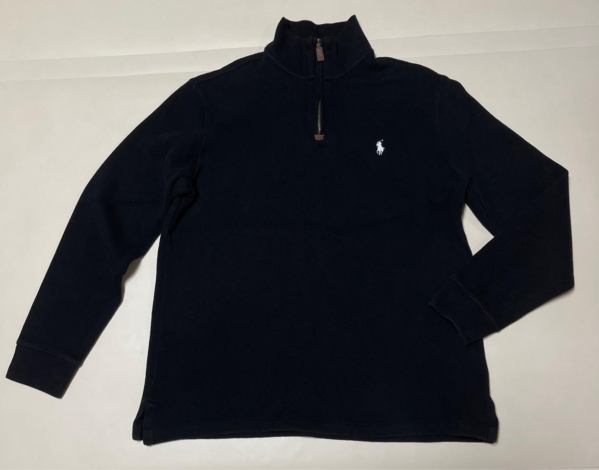 폴로 랄프로렌 블랙 코튼 하프 집업 니트/스웨터