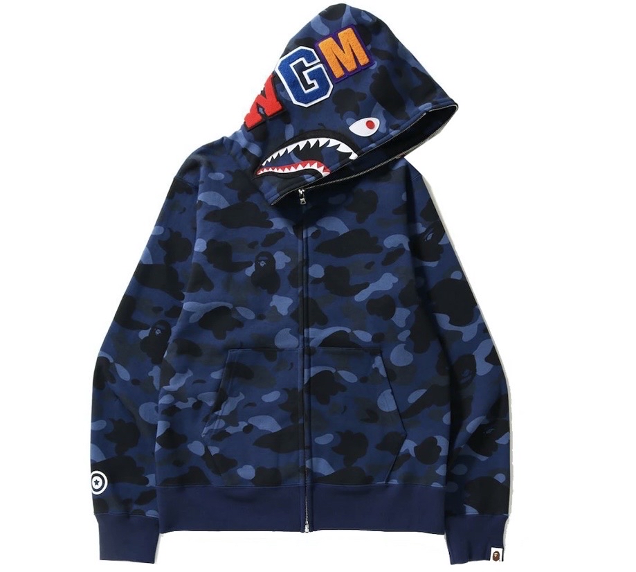 베이프 샤크 풀집업 네이비