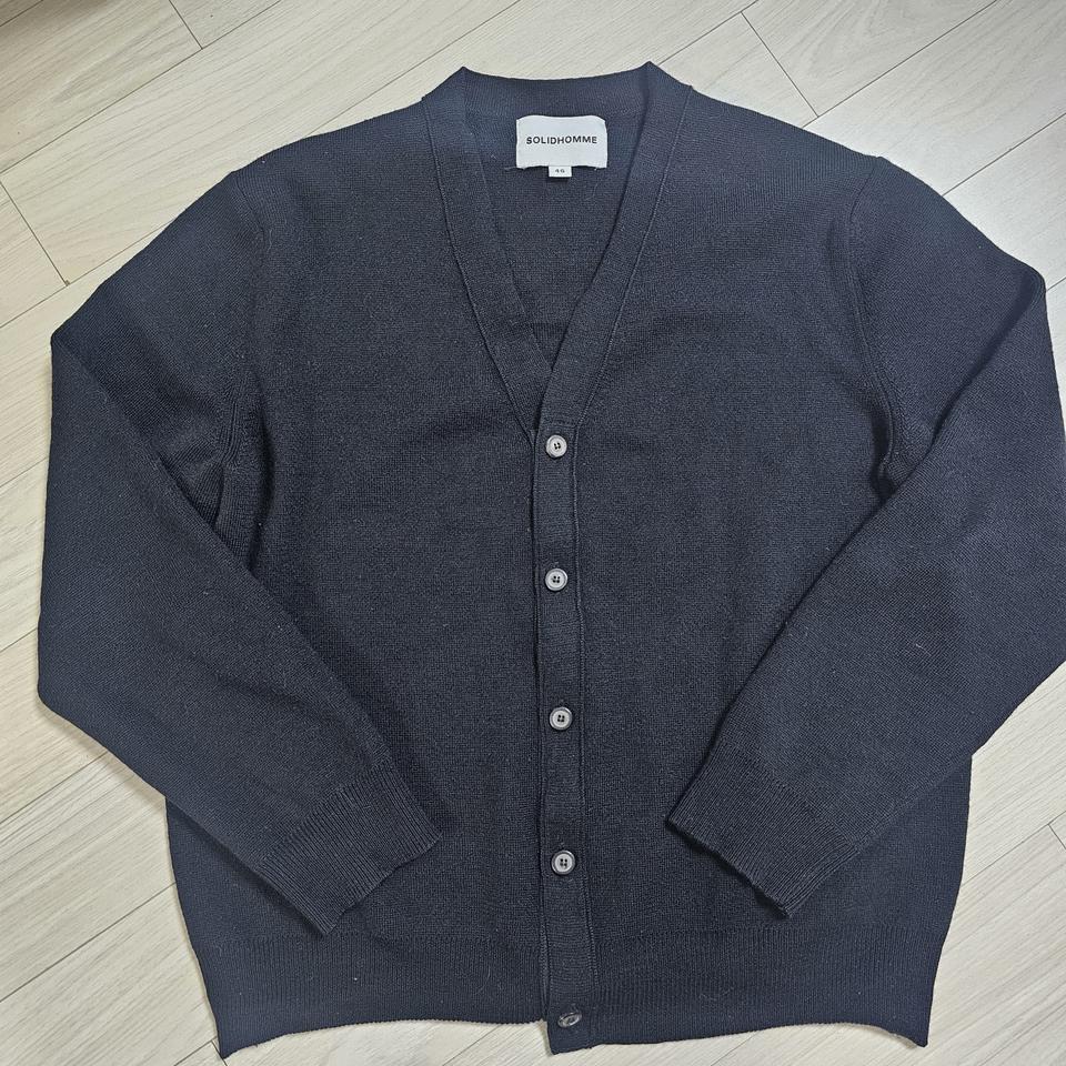 남성 46(95-100) 솔리드옴므 블랙 울 가디건