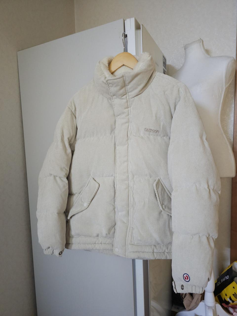 아웃도어 코듀로이 다운패딩 아이보리