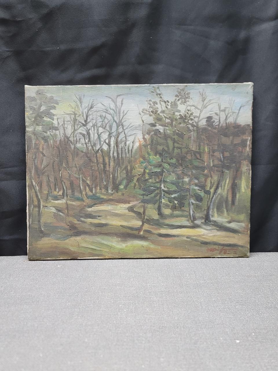 1982년작 유화그림 숲속에서 6호