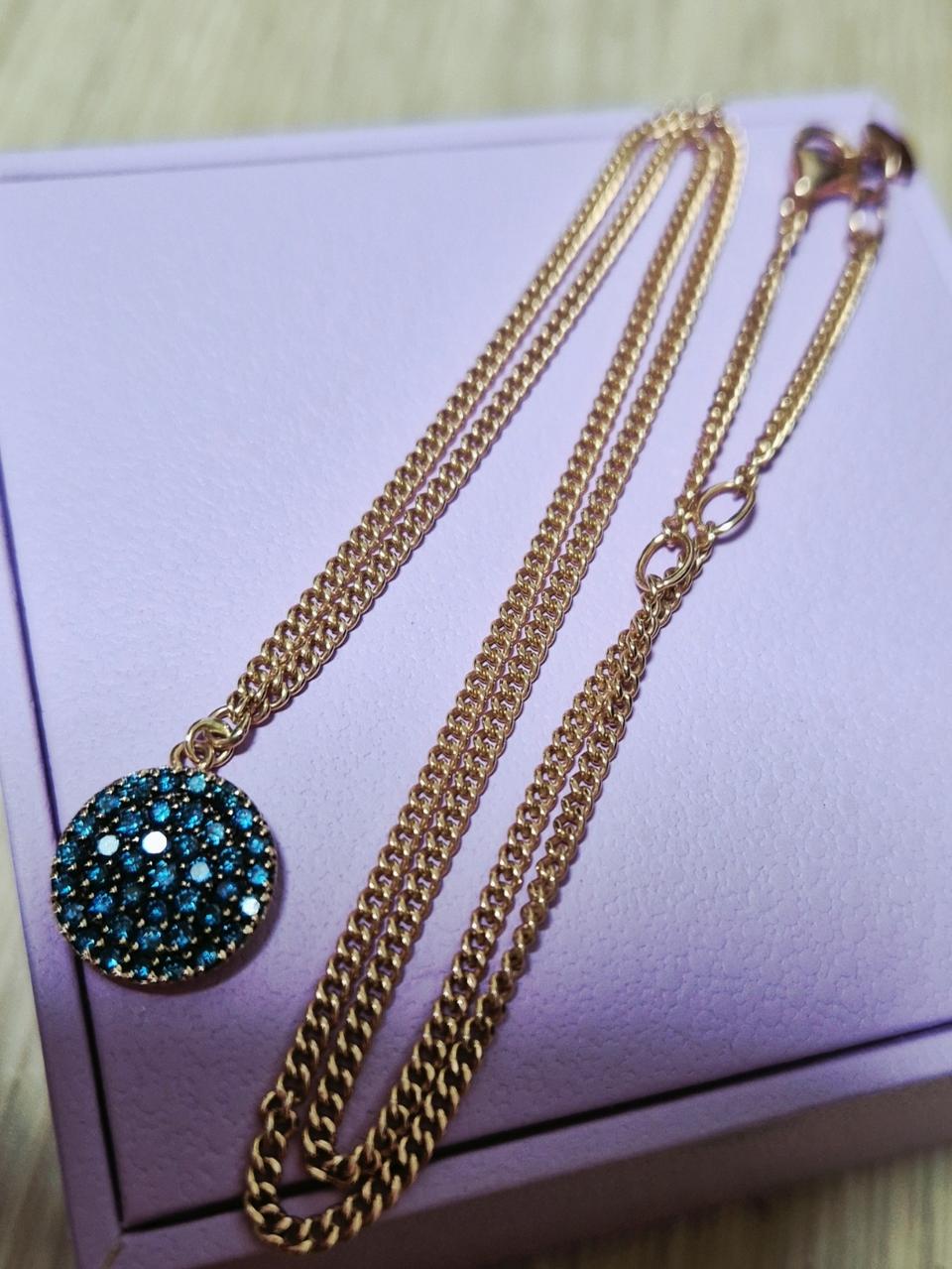 14k블루다이아 로즈목걸이(42영고리45센치)