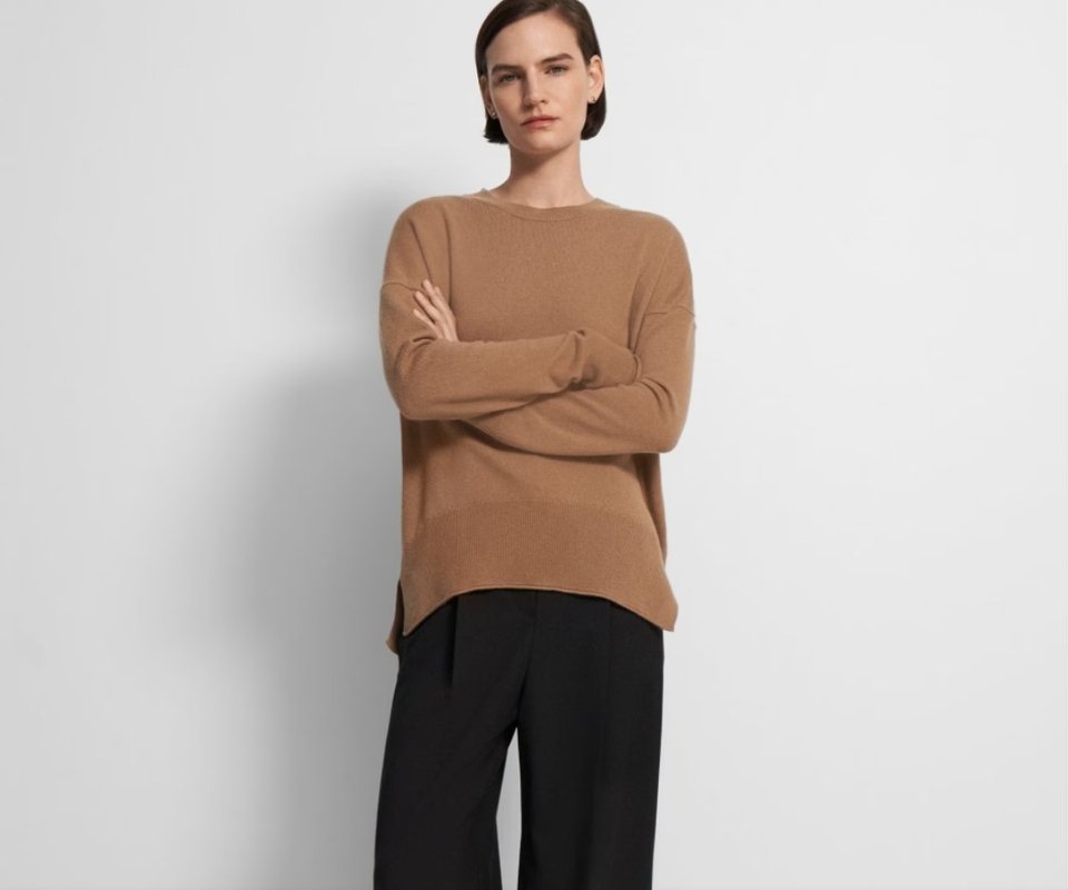 띠어리 캐시미어 라운드넥 루즈핏 니트 P사이즈