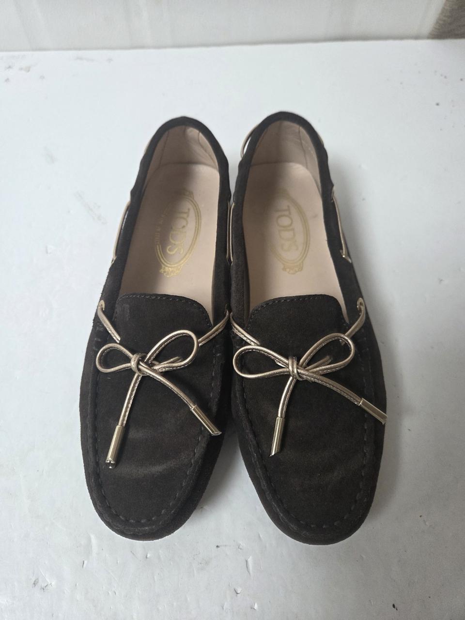 토즈 여성 리본끈 스웨이드 로퍼 브라운(240) 