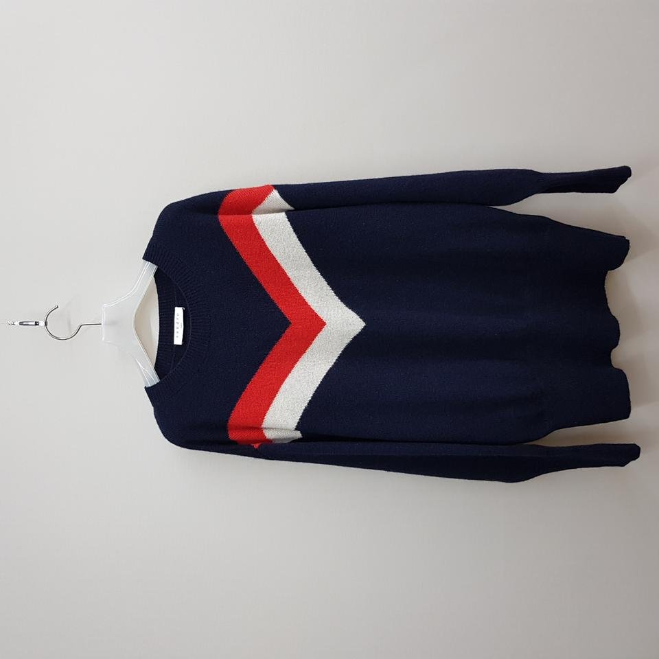 산드로 Sandro 네이비 레드 배색 니트 스웨터 1사이즈