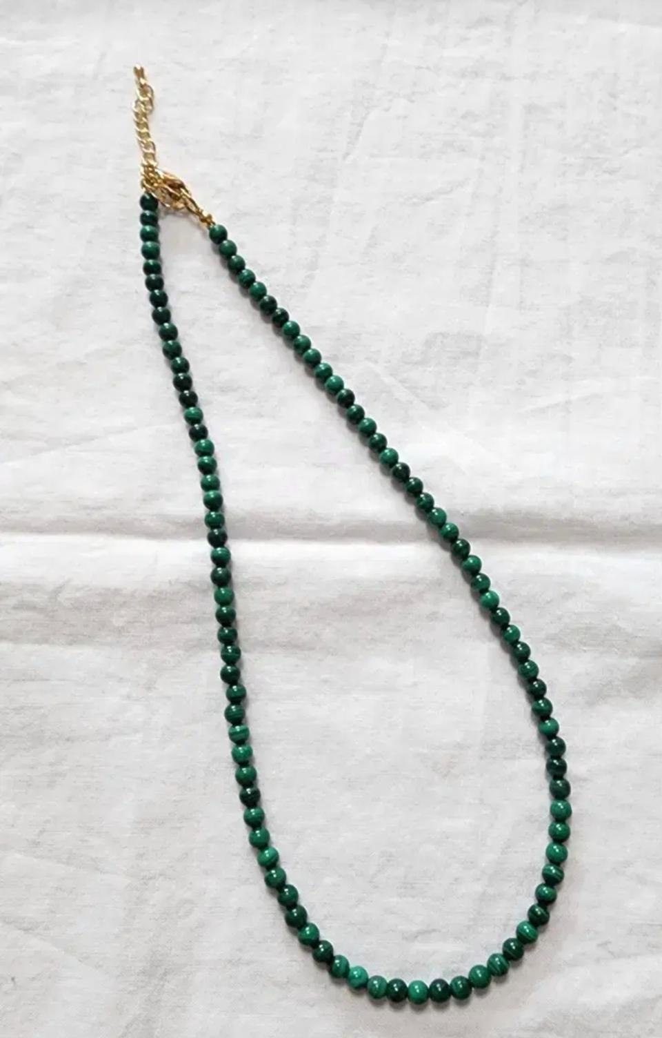 핸드메이드 AA+ 말라카이트 목걸이 (4mm)-공작석