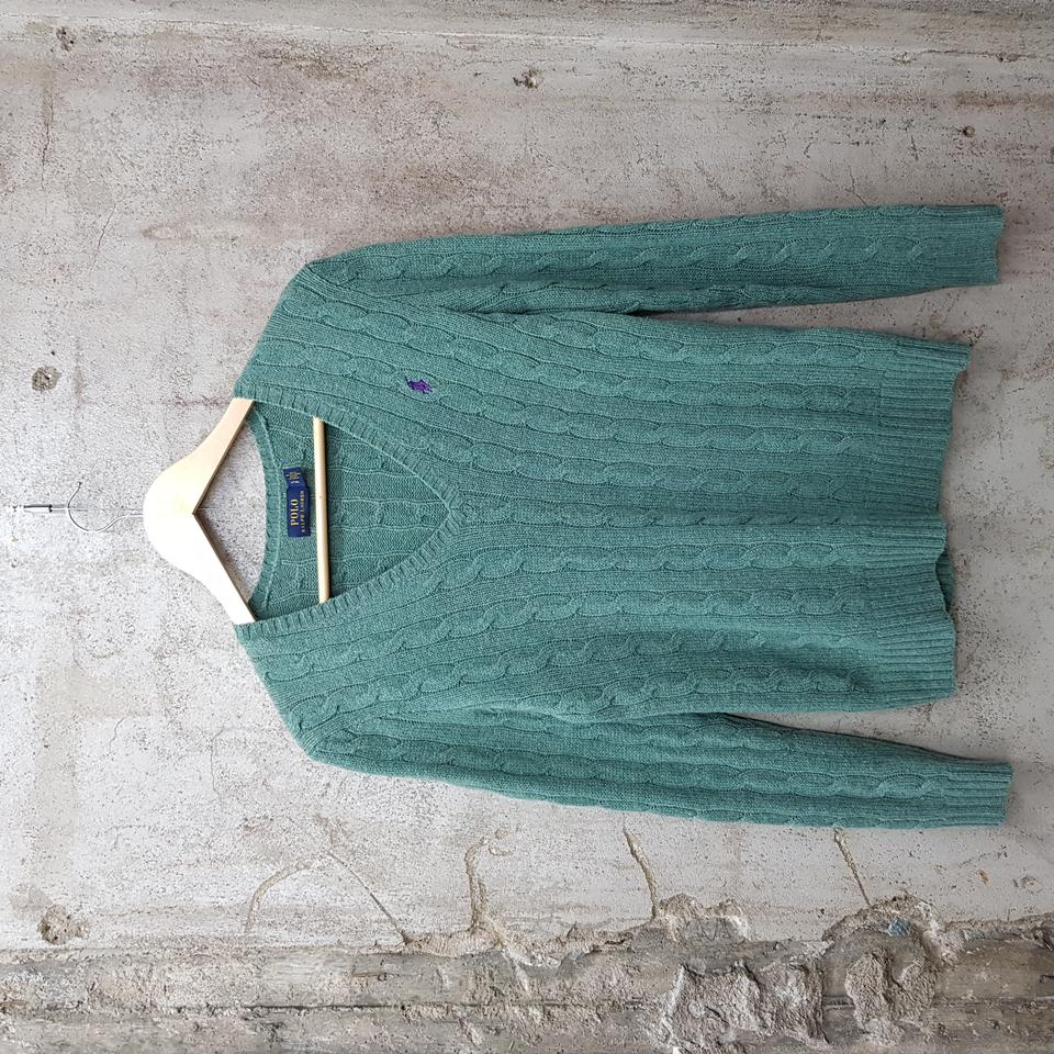 폴로 랄프로렌  그린 케이블 브이넥 니트 S 사이즈