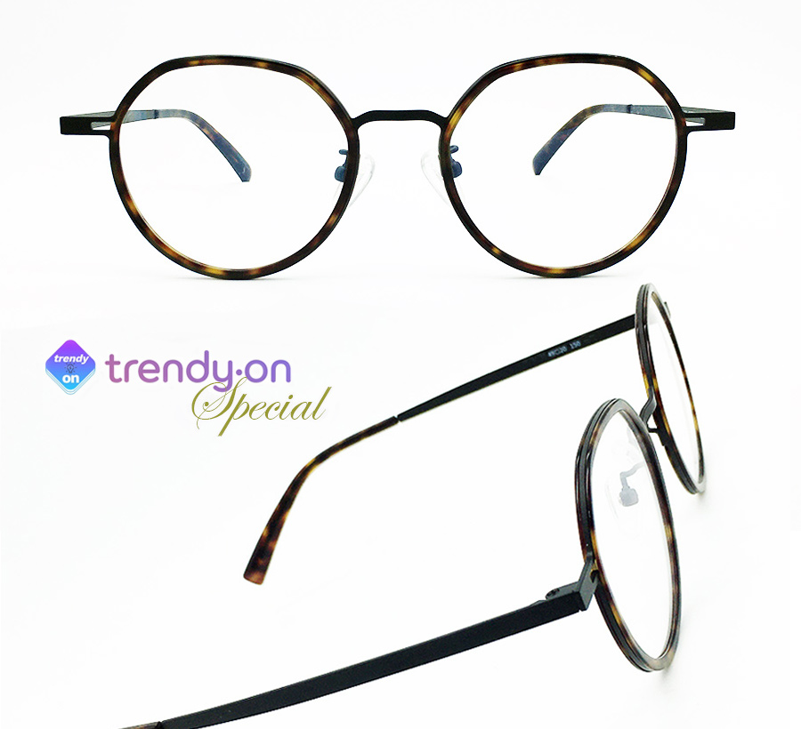 트랜디온 S 호피브라운 그레이 가벼운 고탄성 안경테 O4EIOI 새제품