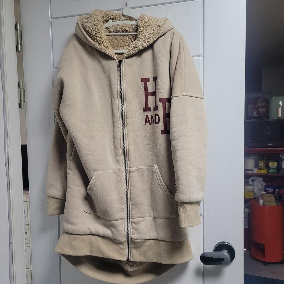 아이보리색 후드 언발 롱 집업F