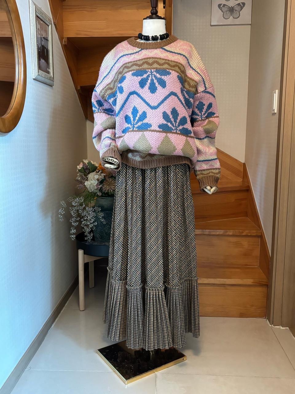 빈티지 패턴 니트 스웨터