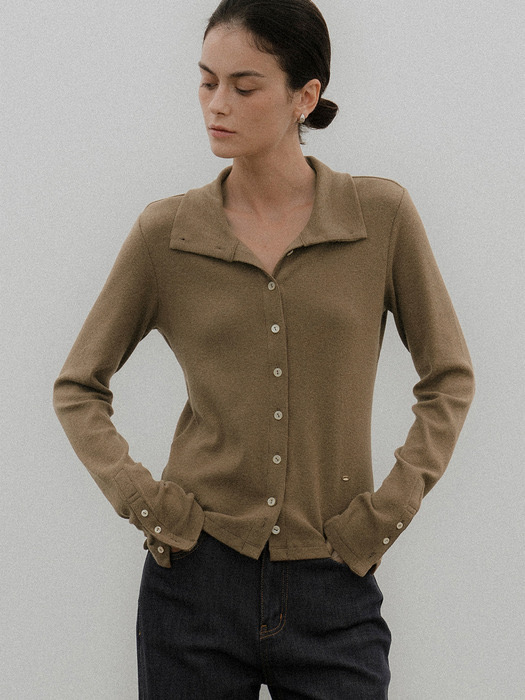 새상품:)유메르 아스티 립 가디건-브라운