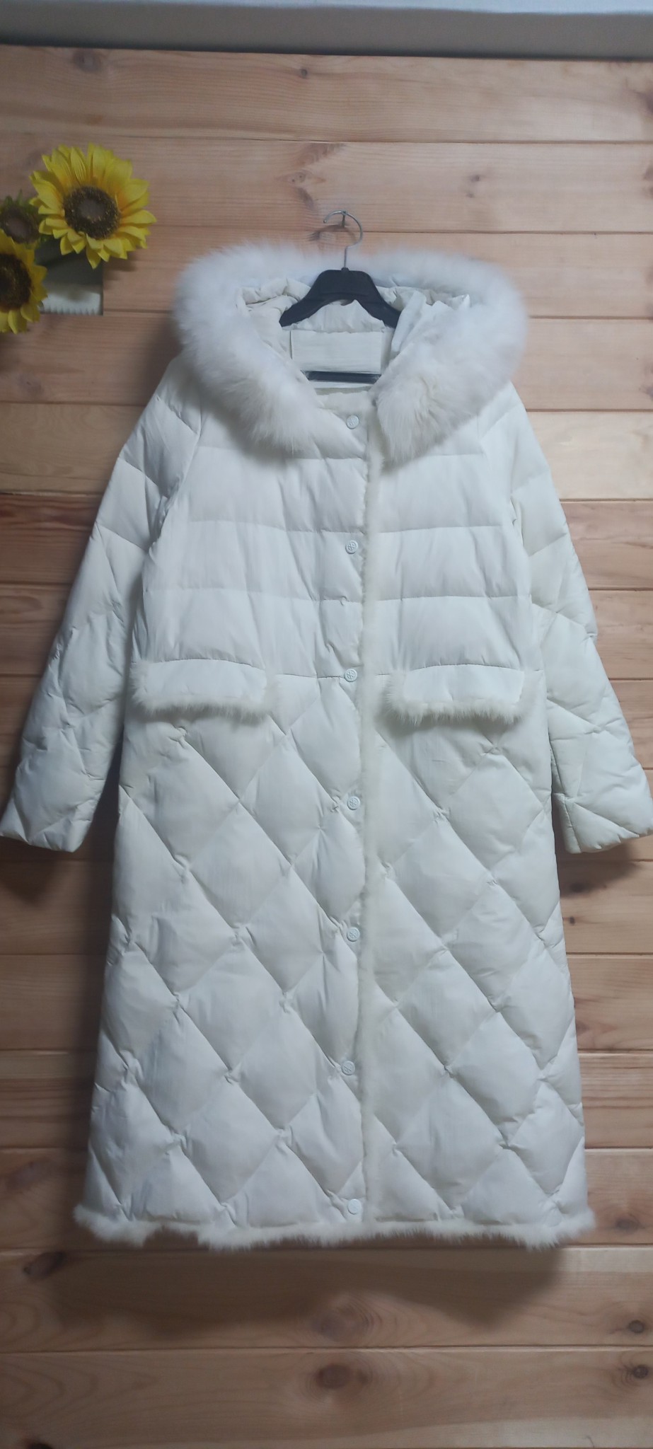 밍크 트리밍 퀼팅 다운 롱 패딩