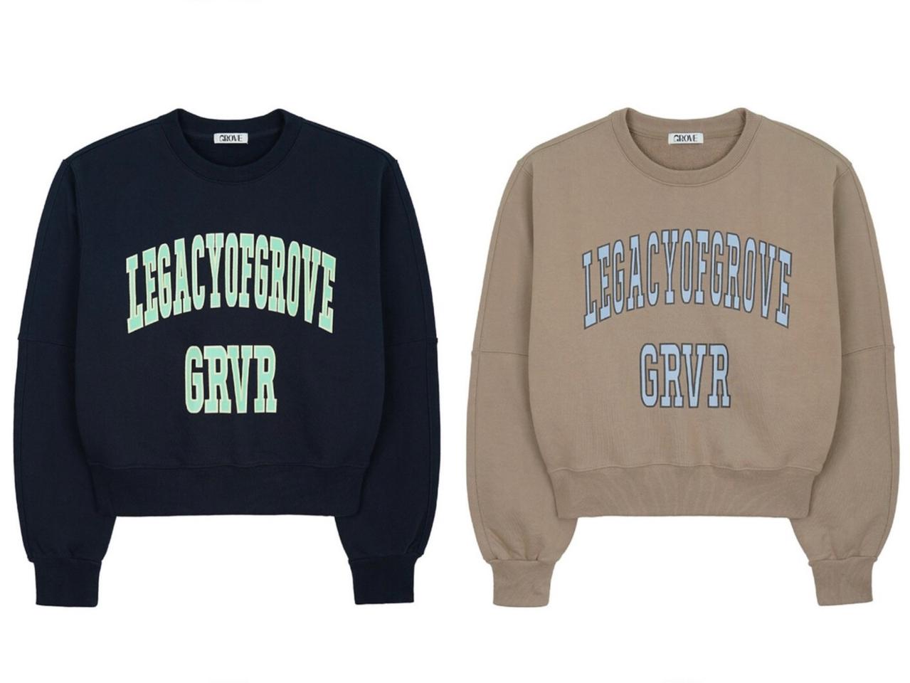 그로브 LEGACY 맨투맨 네이비, 베이지 [차정원 착용]