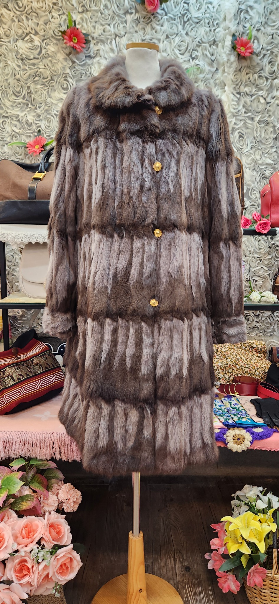 Altima 모피 + 실크 100 롱코트 (리버시블) (77 88 99)