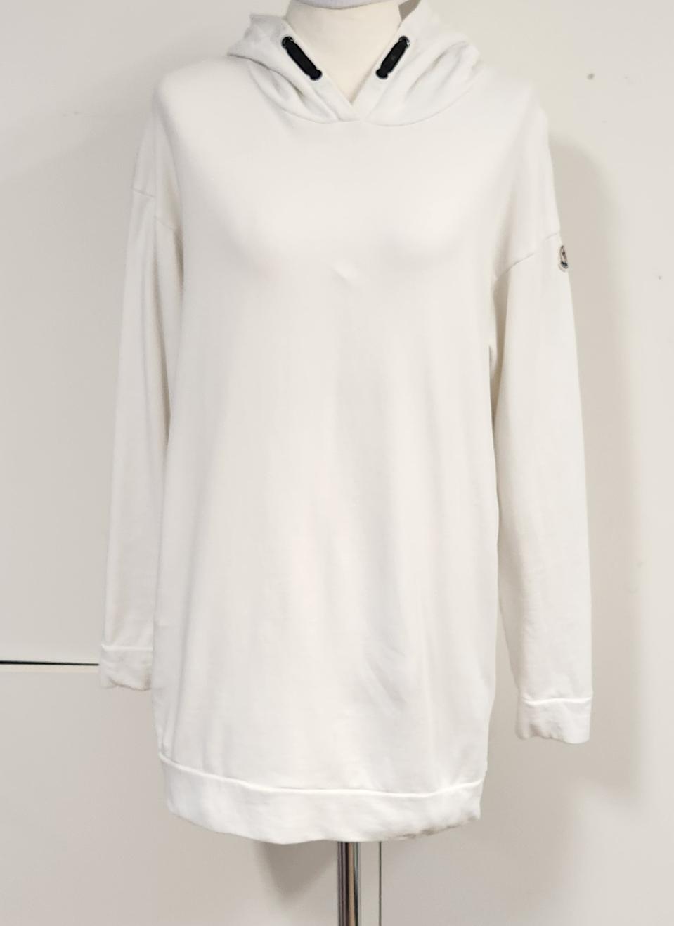 몽클레어 키즈 로고패치 크림화이트 백프릴 후드 원피스 14Y
