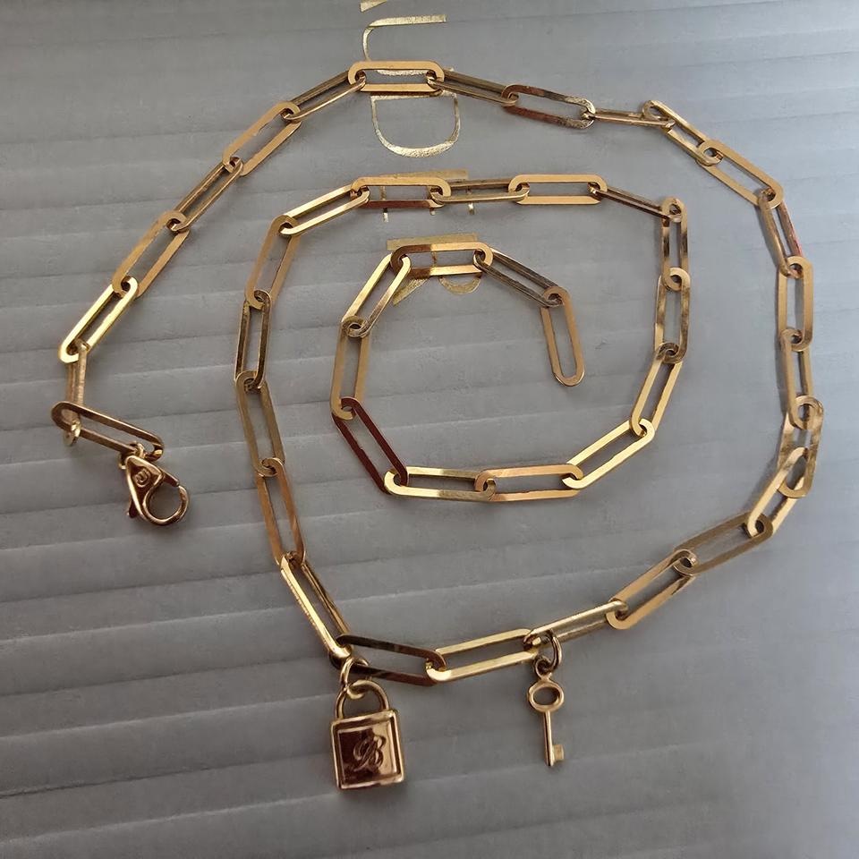 18k핑크골드 자물쇠 참 클립목걸이