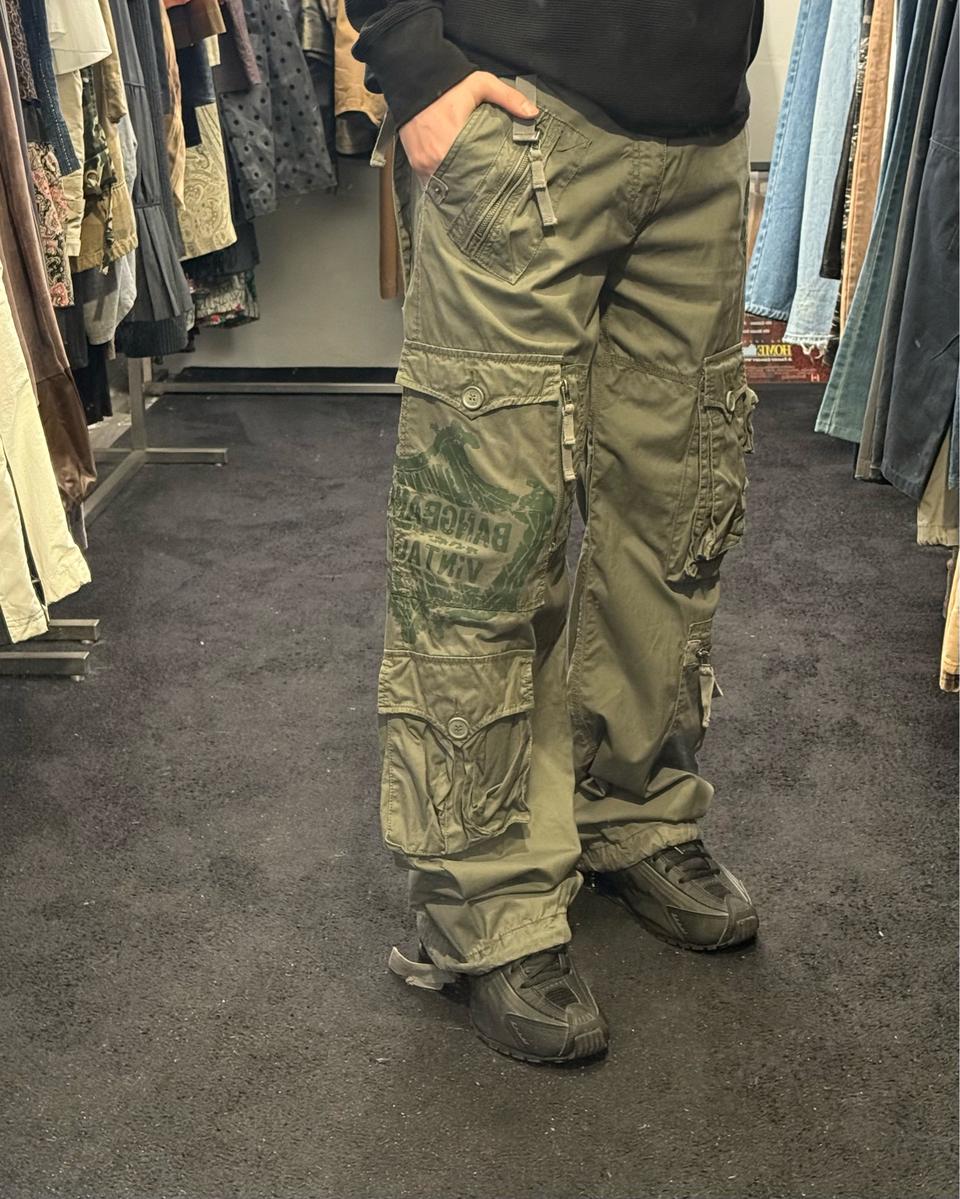 뱅뱅 빈티지 진스 카고 유틸리티 포켓 밀리터리 워크 팬츠 아메카지 30