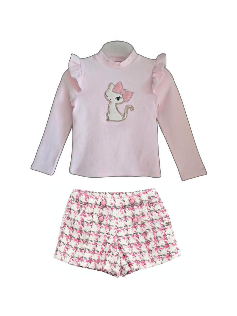 프랜치캣 여아 기모티셔츠, 큐롯팬츠 상하복 110-120사이즈