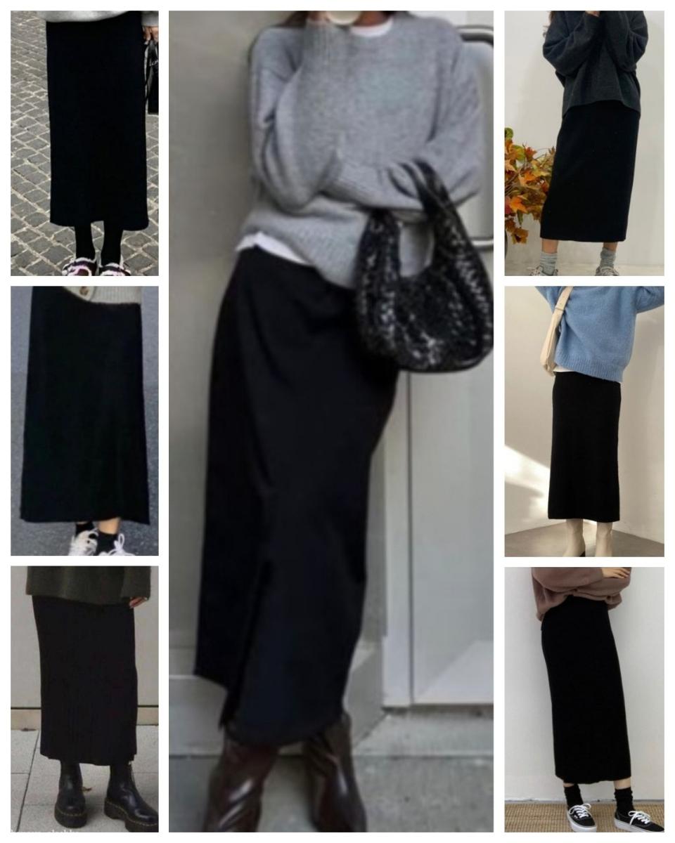 레이온 혼방 니트 롱스컷 (F)