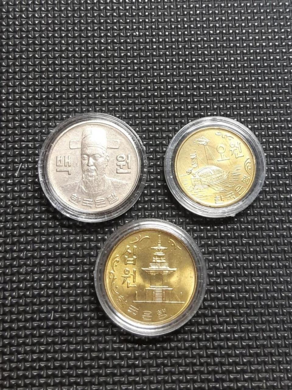 특년 1977년 3종주화 100.10.5원 3종일괄.주화 화폐 동전