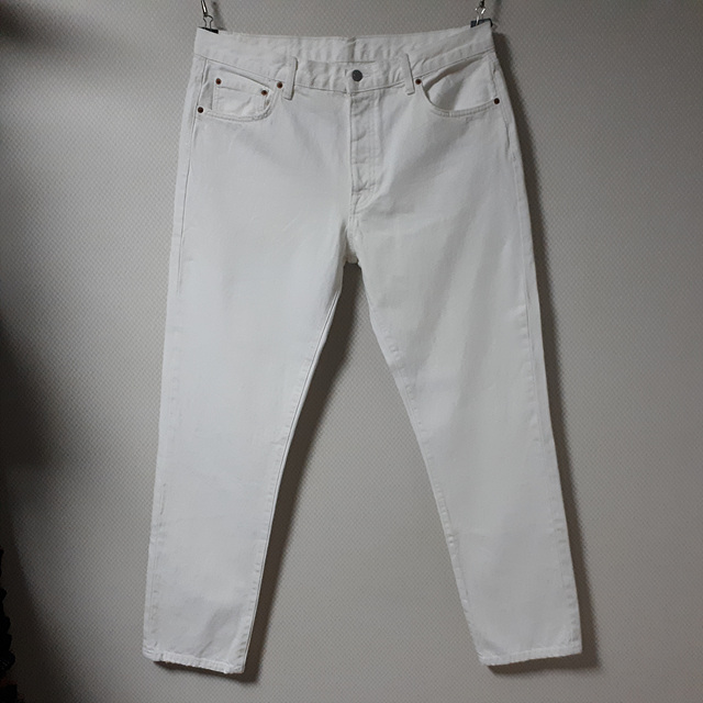 36/자라 화이트 테이퍼드핏 청바지/36-1115