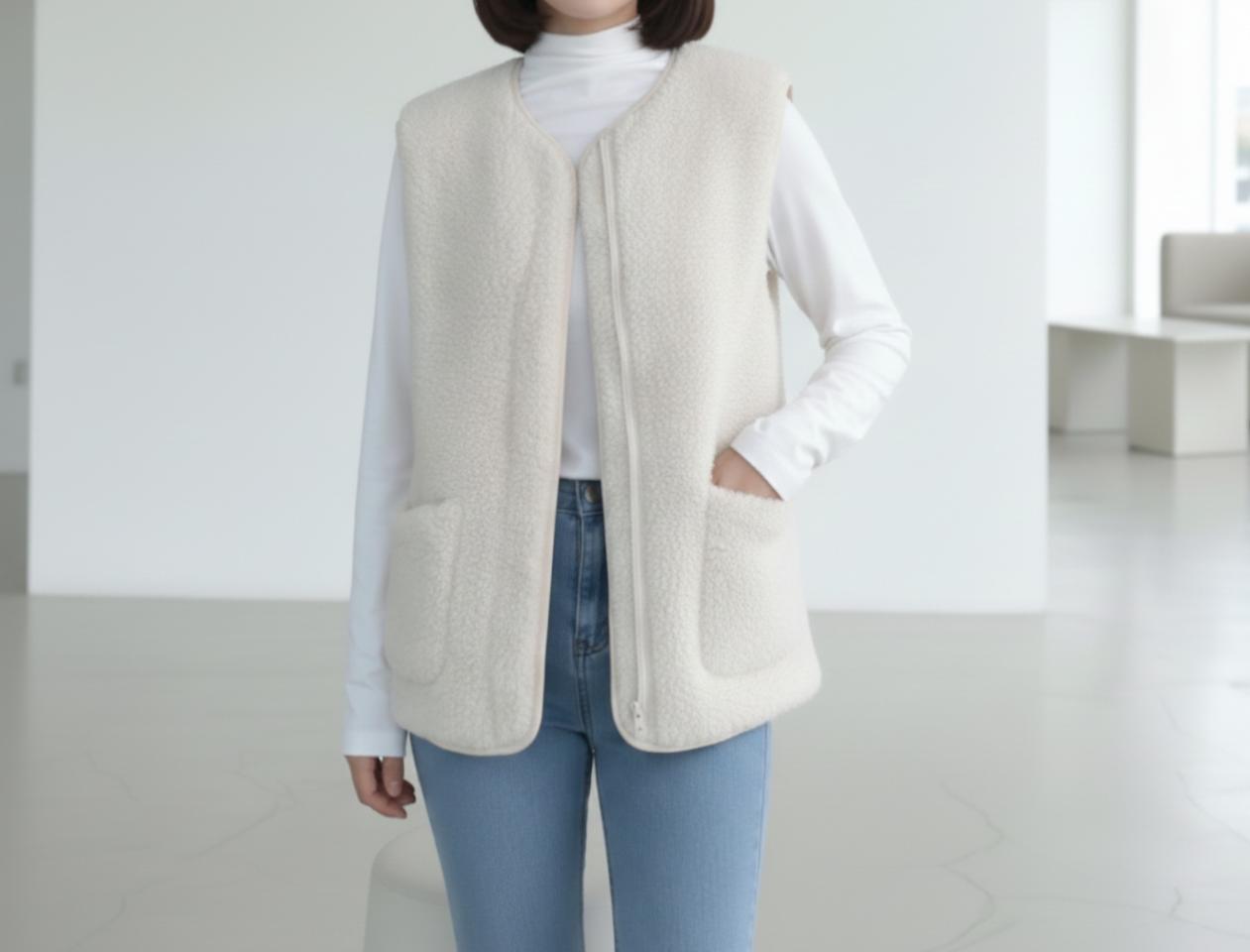 데일리 뽀글이 양털 베스트 (2color)