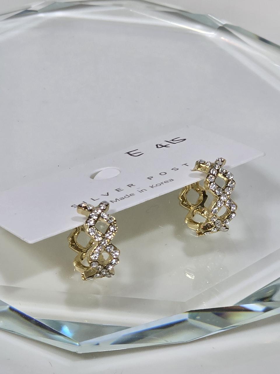 큐빅셋팅 원터치 귀걸이