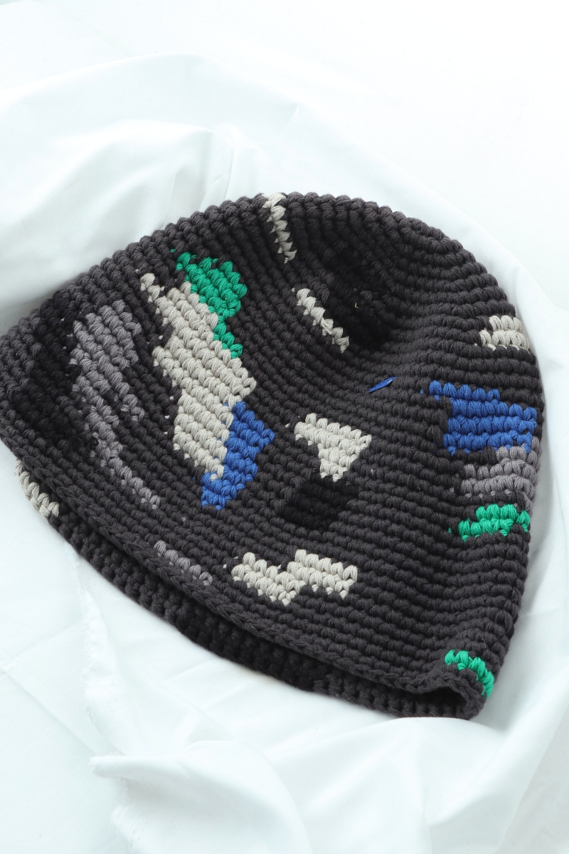 (F) 아더에러 모자 리프 버킷햇 느와르 니트 따뜻 방한-26EB