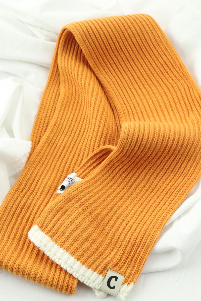 (F) 커버낫 목도리 머플러 골지 머스타드 따뜻 숏 쁘띠 니트-26F6