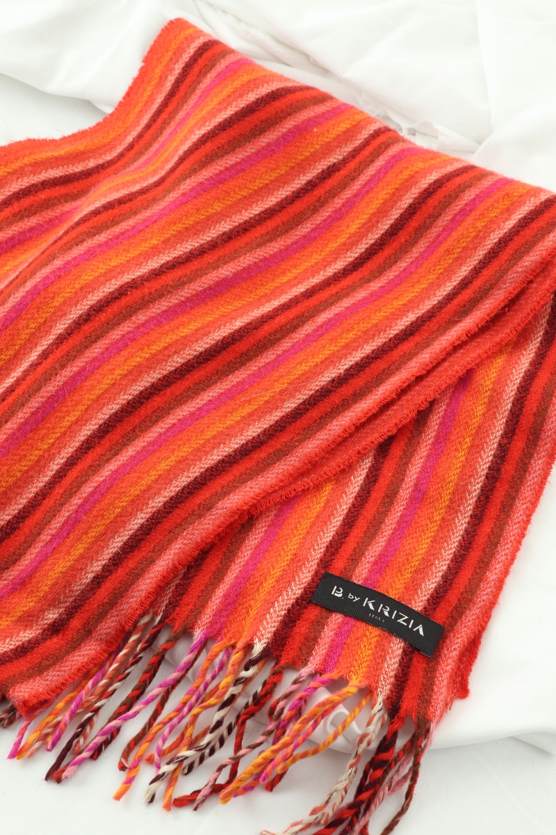 (F) 크리지아 목도리 머플러 비비디 스트라이프 숏 부들 따뜻-26F9