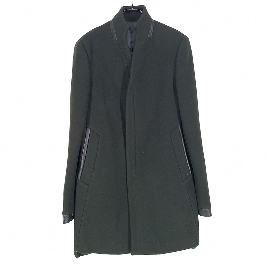 시스템 여 캐시미어혼방 노카라 모직코트 딥카키 (HU27222)