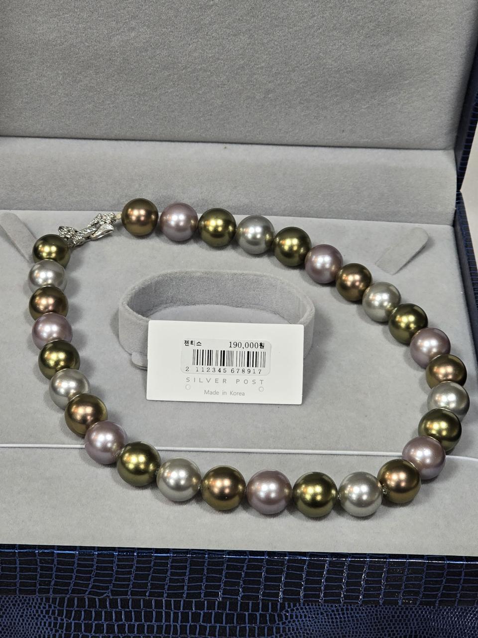 멀티컬러 핵진주 목걸이 14