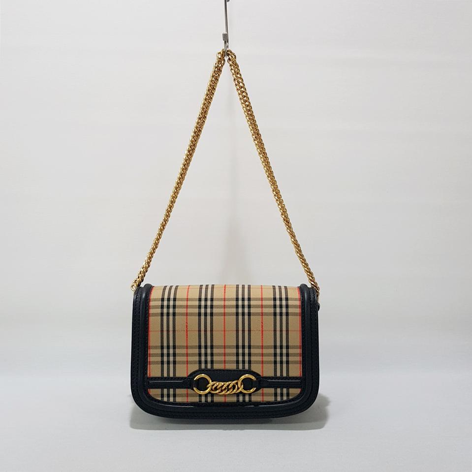 정품) 버버리 체크 링크 체인 숄더백 4080185