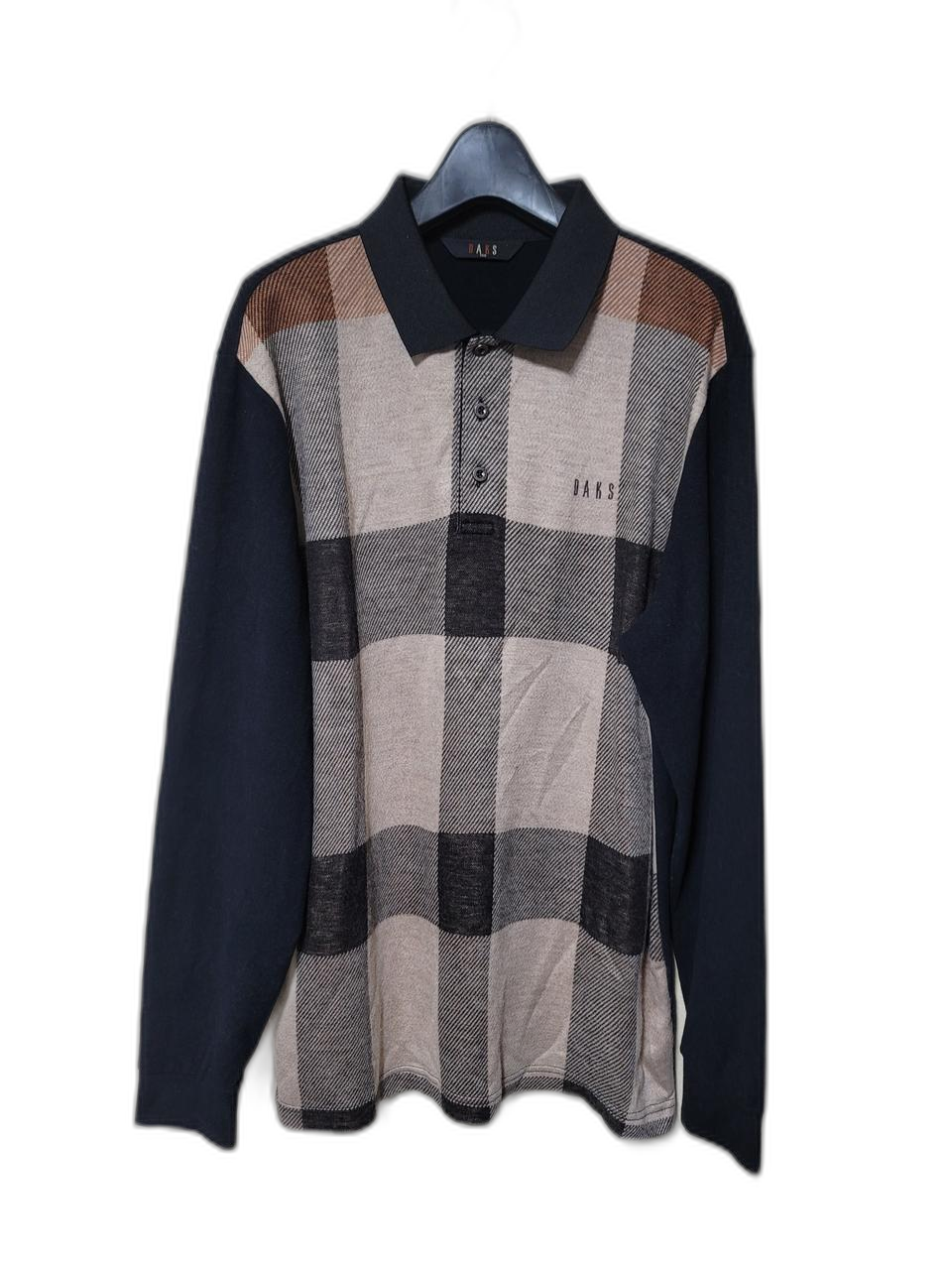 닥스 골프 체크배색 긴팔 카라티