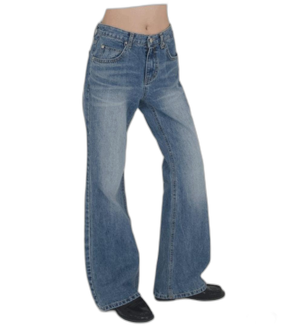 지오진 슬랍 세미 부츠컷 플레어 데님