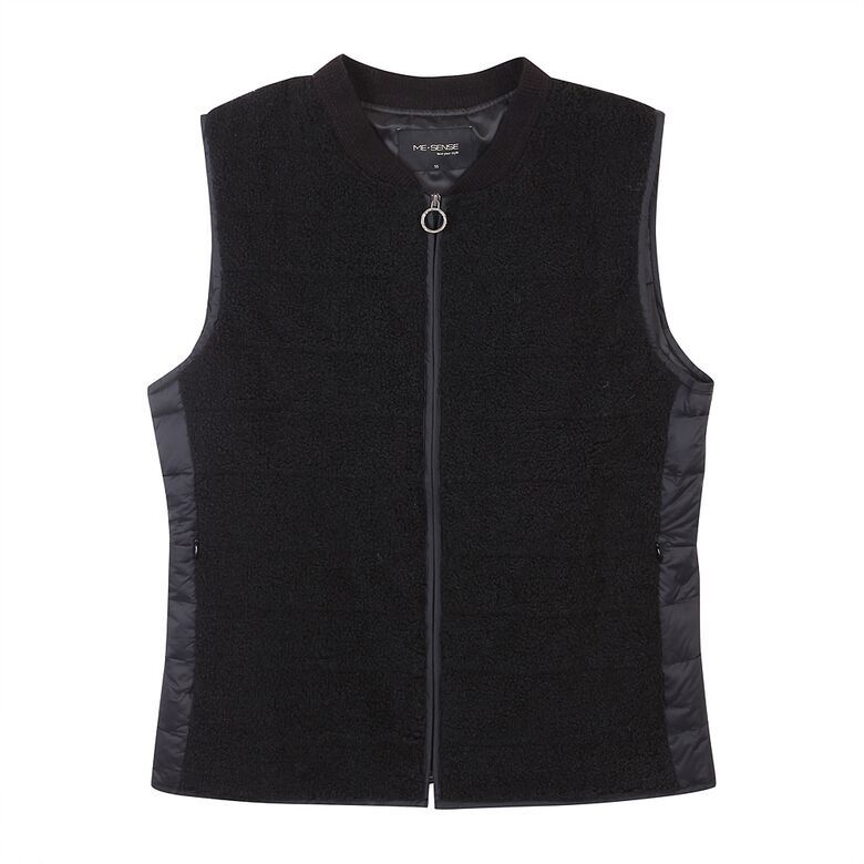 [미센스] 퍼 부클 집업 베스트