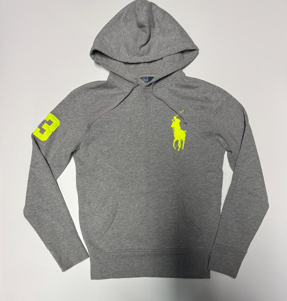 남녀공용 정품 폴로 랄프로엔 형광 로고 후드티 Xs