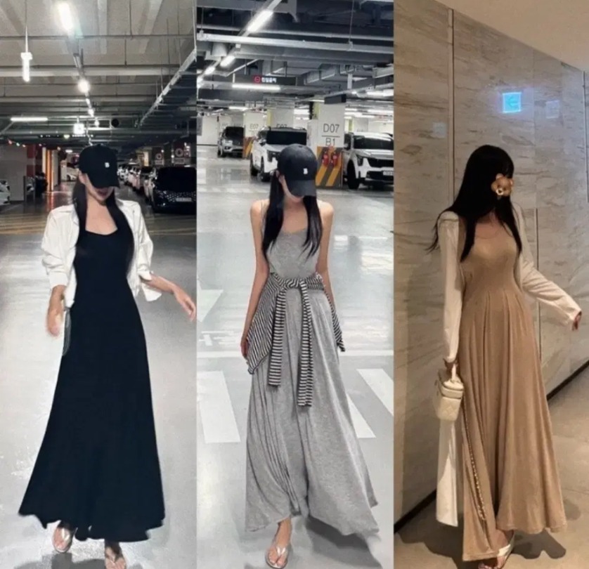 엔뉴엘 자체제작 핀턱 맥시 플레어 나시 원피스