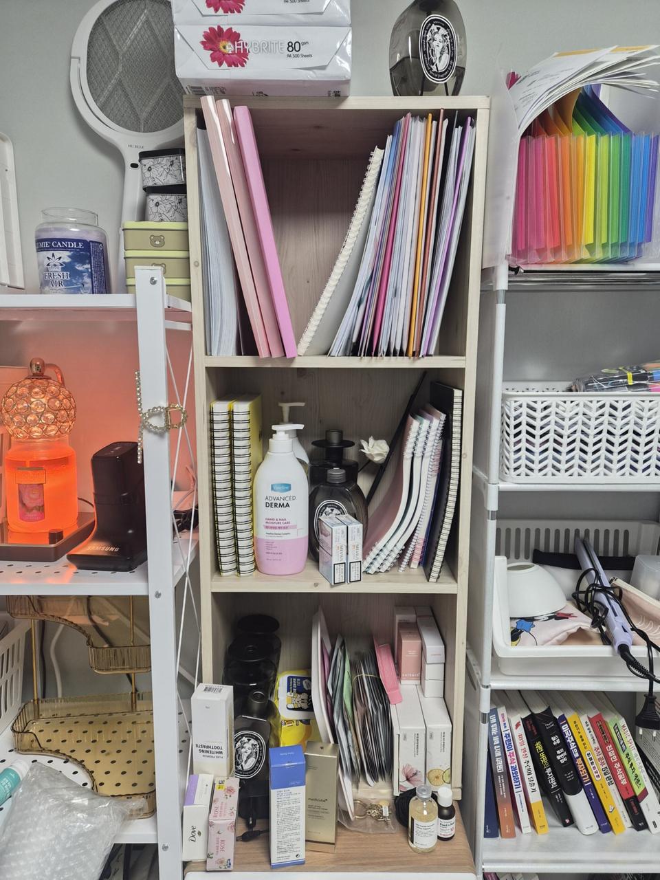 원목 3단 수납 책장