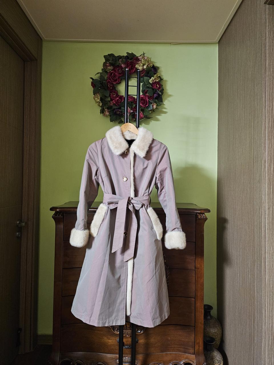 천연 밍크배색 코트